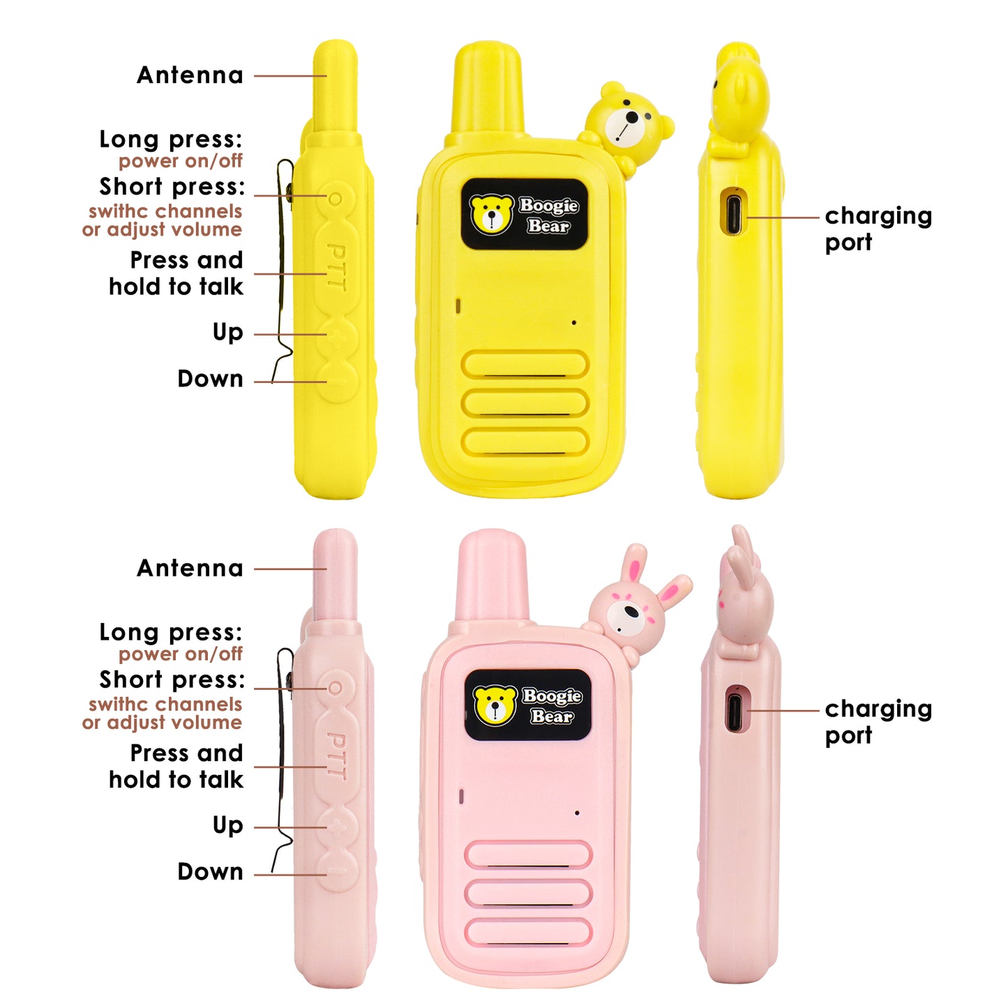 UNIPRIMEBBQ - Walkie Talkies for Kids,2 Way Radio,3 km Long Range Kids Toys,Kids Toys for Girls,Christmas Gifts 2 Pack