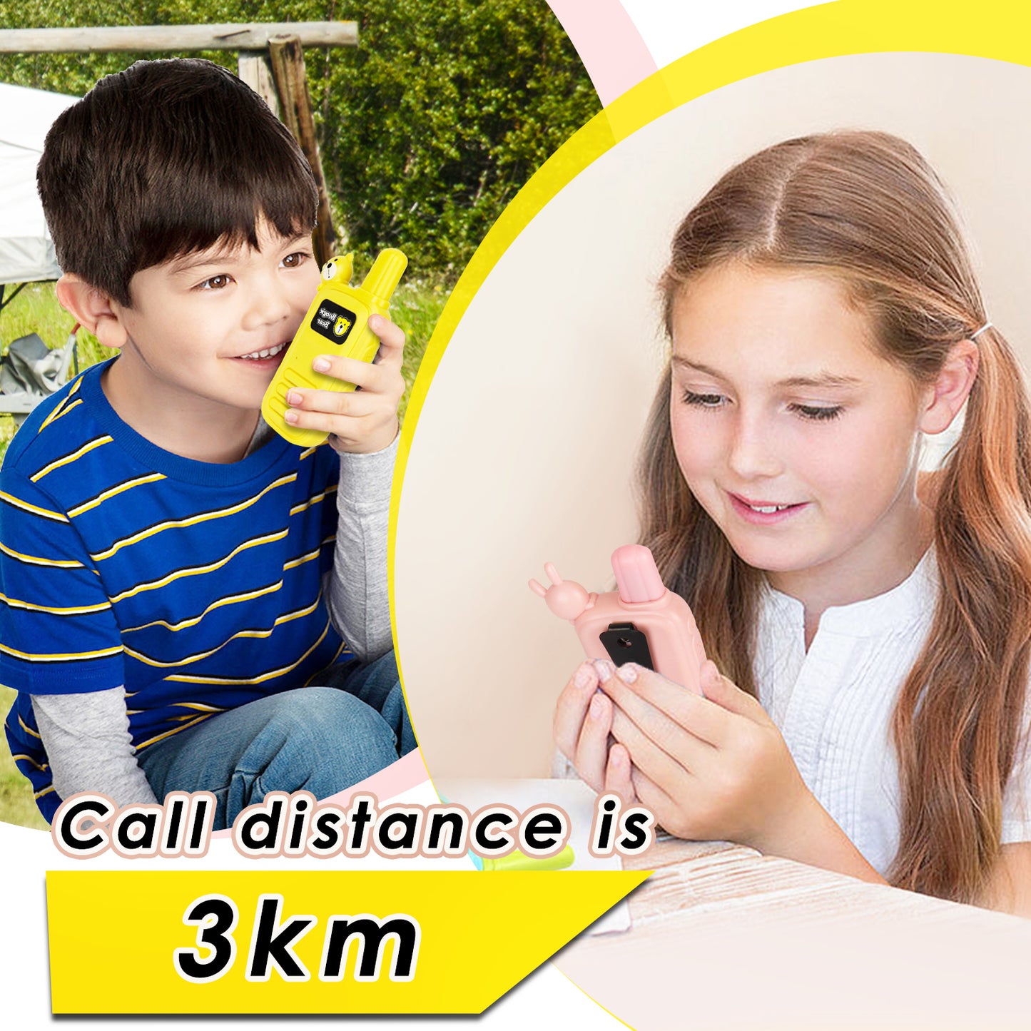 UNIPRIMEBBQ - Walkie Talkies for Kids,2 Way Radio,3 km Long Range Kids Toys,Kids Toys for Girls,Christmas Gifts 2 Pack