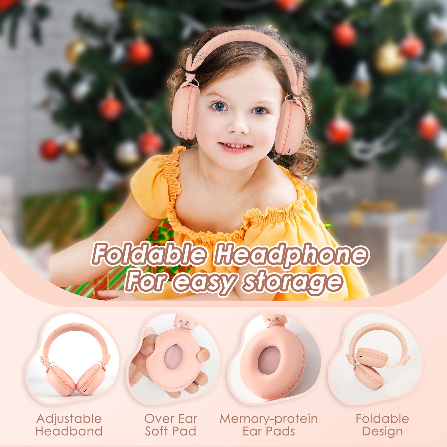 UNIPRIMEBBQ - Kids Headphones Christmas Gift Headphones for Kids LED Light Up bluetooth headphones with mic,over ear bluetooth headphones