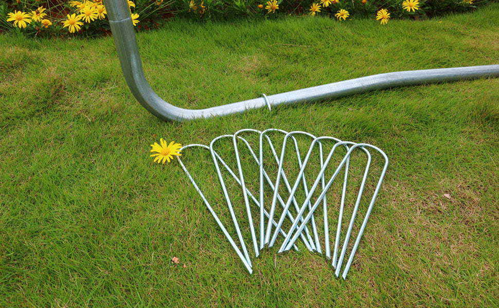 Trampoline Stakes U Shaped Anchors Heavy Duty Metal - 12‘’ Long Trampolines Ground Wind Stakes for Soccer Goals, Camping Tents, Garden Decoration (8pcs)