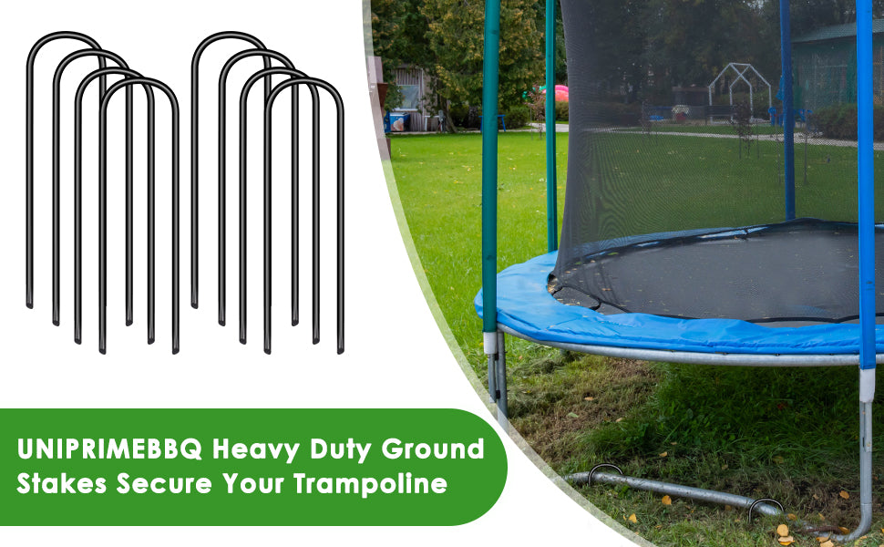 Trampoline Stakes U Shaped Anchors Heavy Duty Metal - Long Trampolines Ground Wind Stakes for Soccer Goals, Camping Tents, Garden Decoration