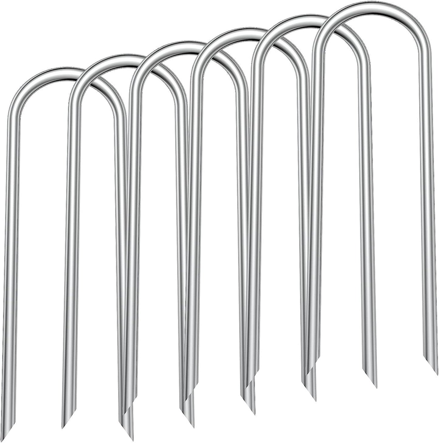 Trampoline Stakes U Shaped Anchors Heavy Duty Metal 12'' - Long Trampolines Ground Wind Stakes for Soccer Goals, Camping Tents, Garden Decoration (6pcs)