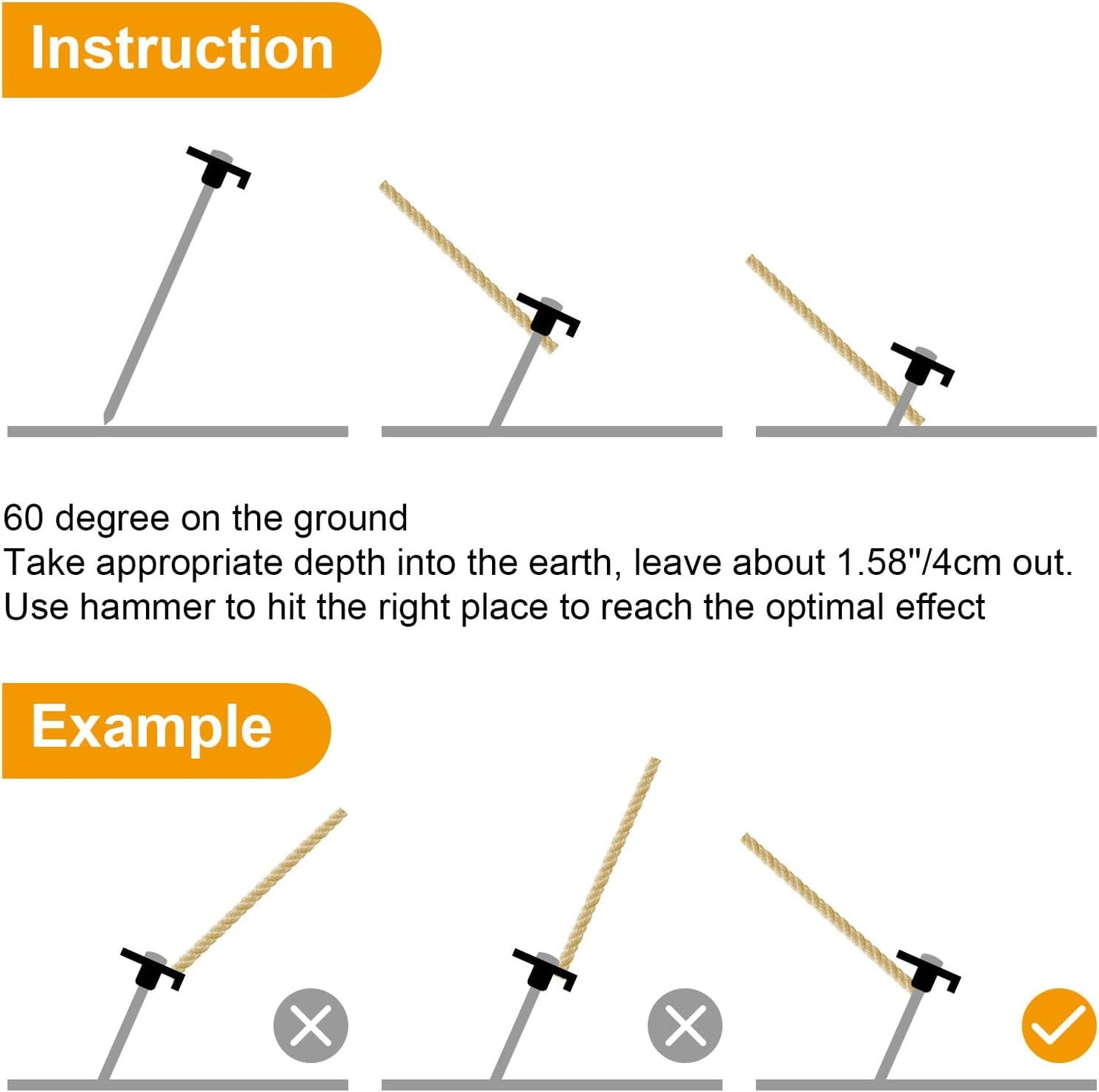 Tent Stakes Heavy Duty Tent Nail Camping Stakes,Tent Pegs for Pop Up Canopy, Ground, Garden, 10" Galvanized Steel Stakes 8pc-Pack (Black)