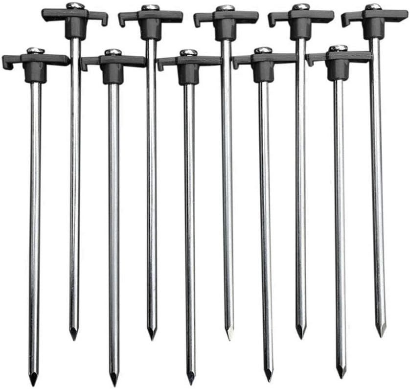 Tent Stakes Heavy Duty Tent Nail Camping Stakes,Tent Pegs for Pop Up Canopy, Ground, Garden, 10" Galvanized Steel Stakes 8pc-Pack (Black)