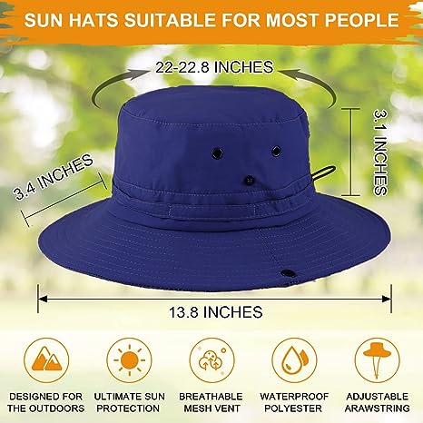 Fishing hat Wide Brim Sun Protection Hat with Breathable Safari hat and Fisherman hat Hiking Hats Boonie Hats for Man