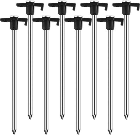 Tent Stakes Heavy Duty Tent Nail Camping Stakes,Tent Pegs for Pop Up Canopy, Ground, Garden, 10" Galvanized Steel Stakes 8pc-Pack (Black)