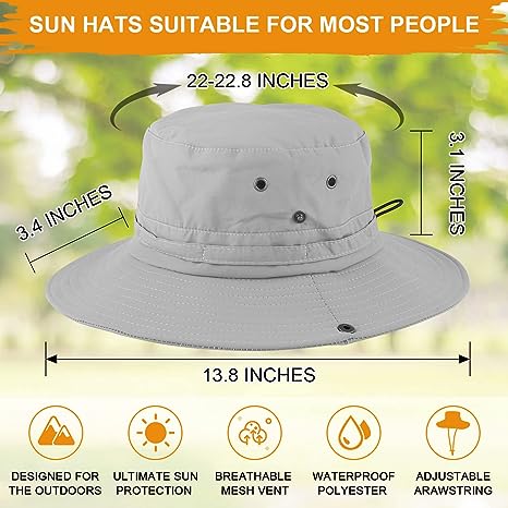 Fishing hat Wide Brim Sun Protection Hat with Breathable Safari hat and Fisherman hat Hiking Hats Boonie Hats for Man