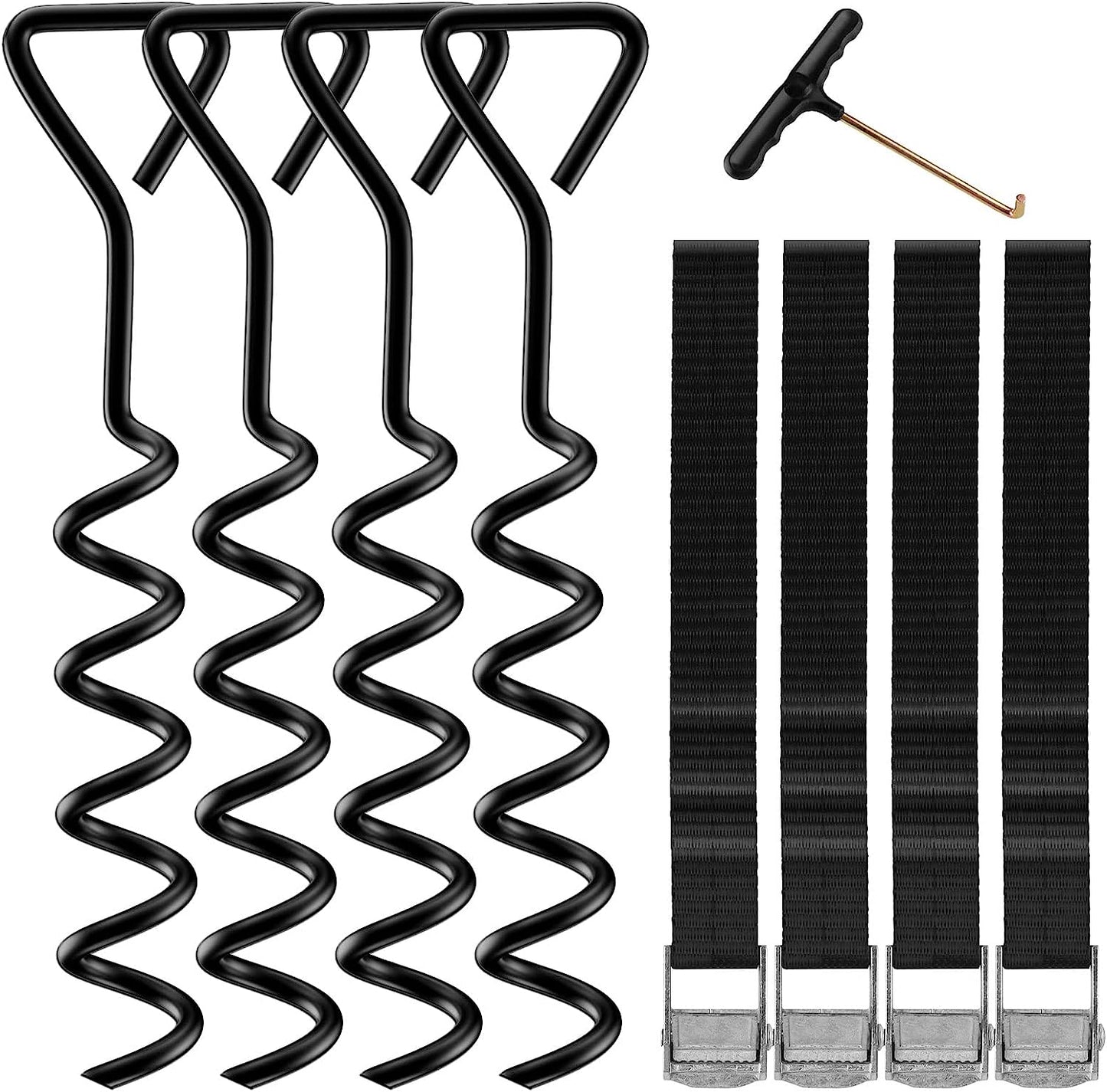 Heavy Duty Trampoline Stakes,Trampoline Anchors Kit for 15ft,14ft,12ft,10ftTrampoline,15.8inch Ground Anchors High Wind Trampoline Accessories