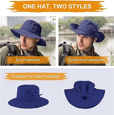 Fishing hat Wide Brim Sun Protection Hat with Breathable Safari hat and Fisherman hat Hiking Hats Boonie Hats for Man