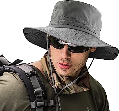 Fishing hat Wide Brim Sun Protection Hat with Breathable Safari hat and Fisherman hat Hiking Hats Boonie Hats for Man