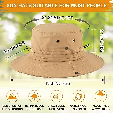 Fishing hat Wide Brim Sun Protection Hat with Breathable Safari hat and Fisherman hat Hiking Hats Boonie Hats for Man