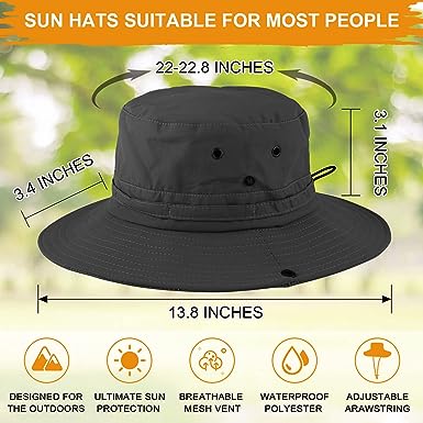 Fishing hat Wide Brim Sun Protection Hat with Breathable Safari hat and Fisherman hat Hiking Hats Boonie Hats for Man