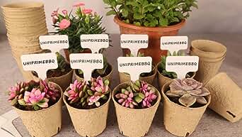 UNIPRIMEBBQ Peat Pots for Seedlings 100 Packs, Seed Starter Pots 3.15 Inch Biodegradable Nursery Pots, Seedling Tray Kits with 20 Pcs White Plant Labels for Plant Seedling Saplings