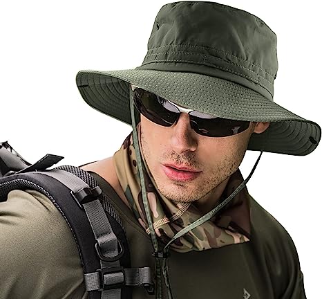 Fishing hat Wide Brim Sun Protection Hat with Breathable Safari hat and Fisherman hat Hiking Hats Boonie Hats for Man