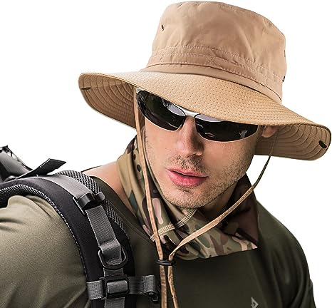 Fishing hat Wide Brim Sun Protection Hat with Breathable Safari hat and Fisherman hat Hiking Hats Boonie Hats for Man