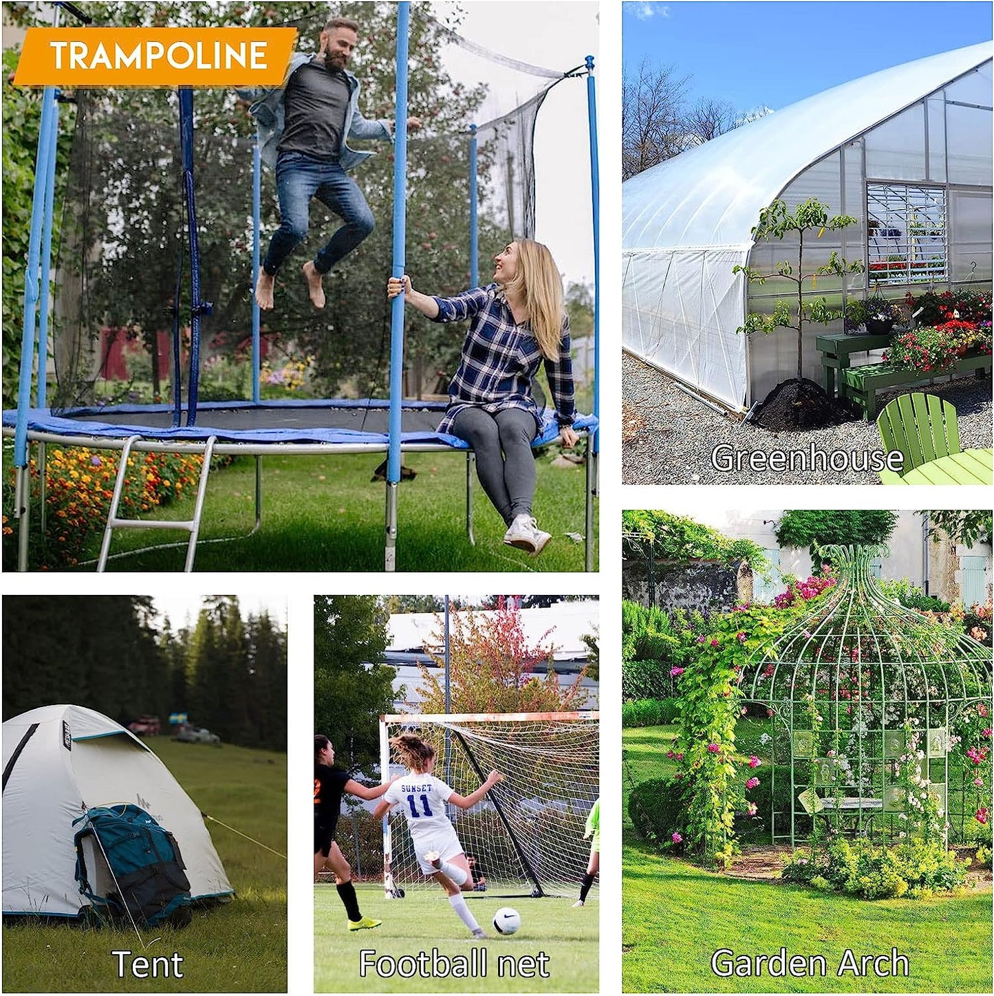 Trampoline Stakes U Shaped Anchors Heavy Duty Metal - 12‘’ Long Trampolines Ground Wind Stakes for Soccer Goals, Camping Tents, Garden Decoration (8pcs)