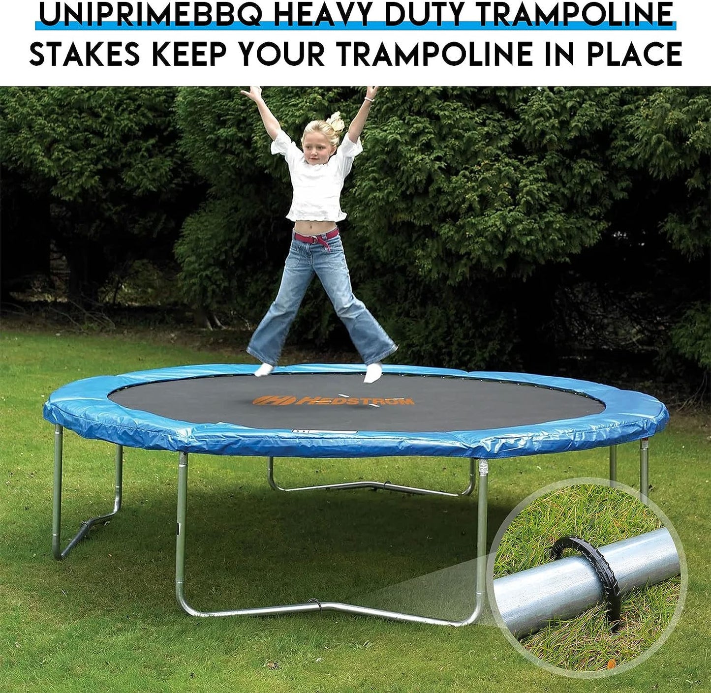 Trampoline Stakes U Shaped Anchors Heavy Duty Metal - Long Trampolines Ground Wind Stakes for Soccer Goals, Camping Tents, Garden Decoration (Black-8 Pack)