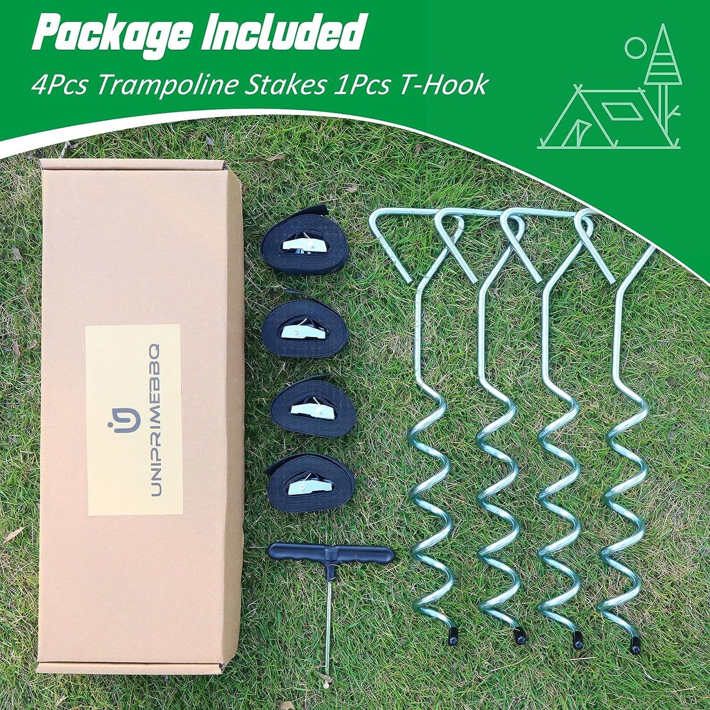 Heavy Duty Trampoline Stakes,Trampoline Anchors Kit for 15ft,14ft,12ft,10ftTrampoline,15.8inch Ground Anchors High Wind Trampoline Accessories