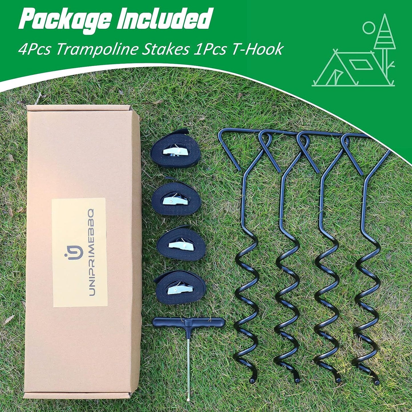 Heavy Duty Trampoline Stakes,Trampoline Anchors Kit for 15ft,14ft,12ft,10ftTrampoline,15.8inch Ground Anchors High Wind Trampoline Accessories