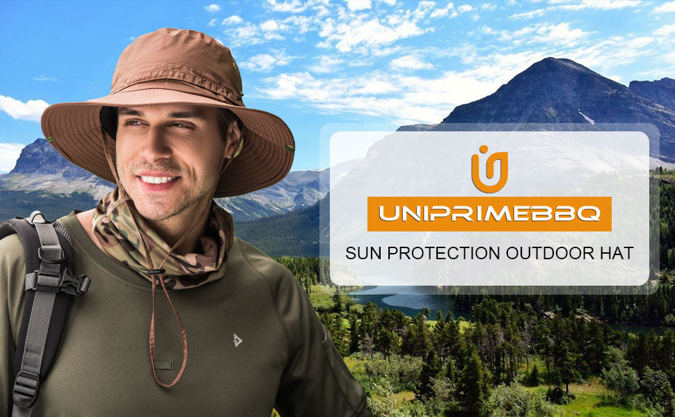 Fishing hat Wide Brim Sun Protection Hat with Breathable Safari hat and Fisherman hat Hiking Hats Boonie Hats for Man