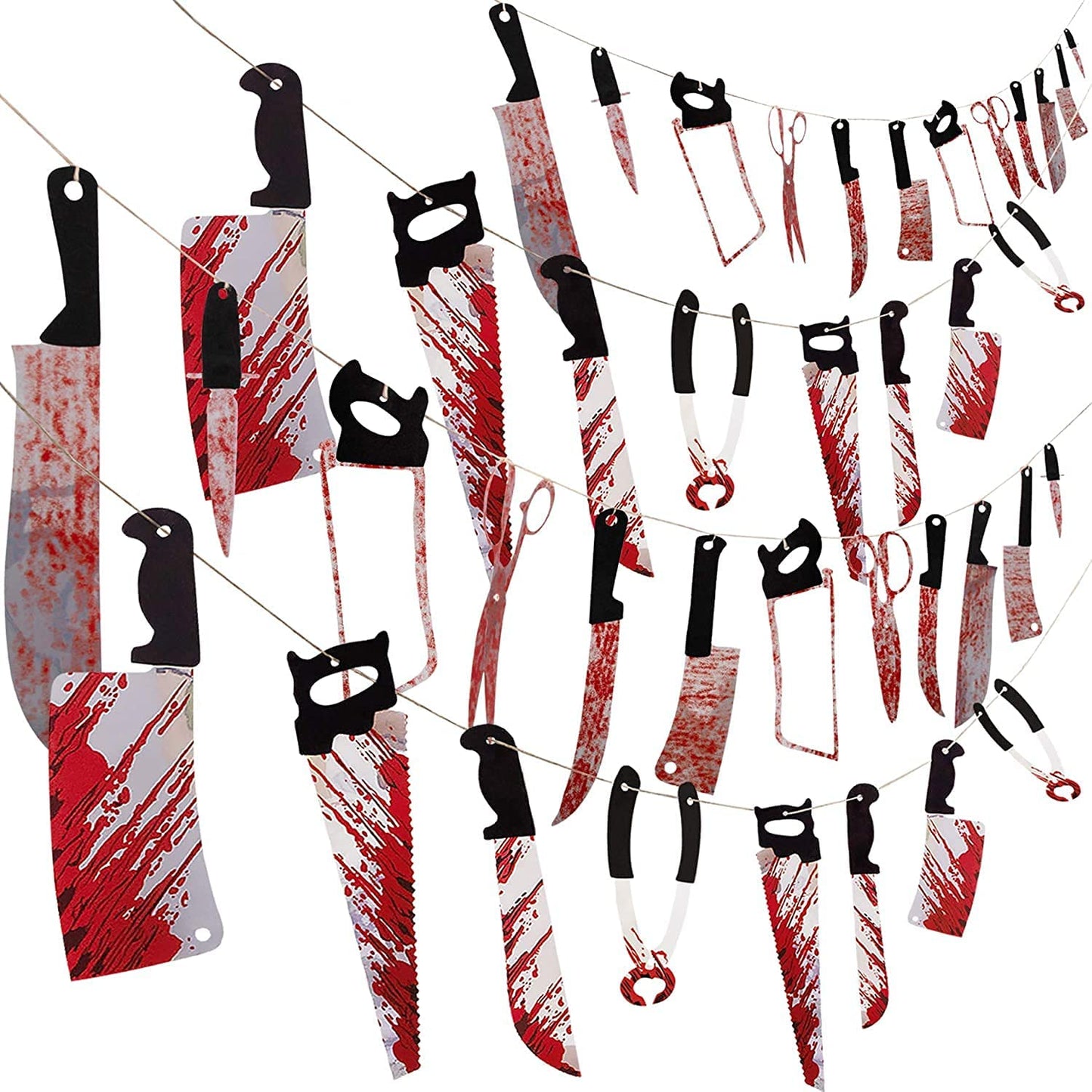 Halloween Decorations Fake Blood Weapons, Halloween Decor Bloody Garland Banner for Haunted House Halloween Horror Party Decor