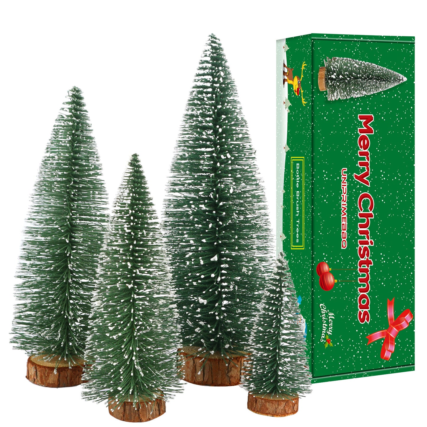 Mini Christmas Tree, Small Pine Tree with Wooden Bases for Xmas Holiday Party Home Tabletop Tree Decor (4pcs)