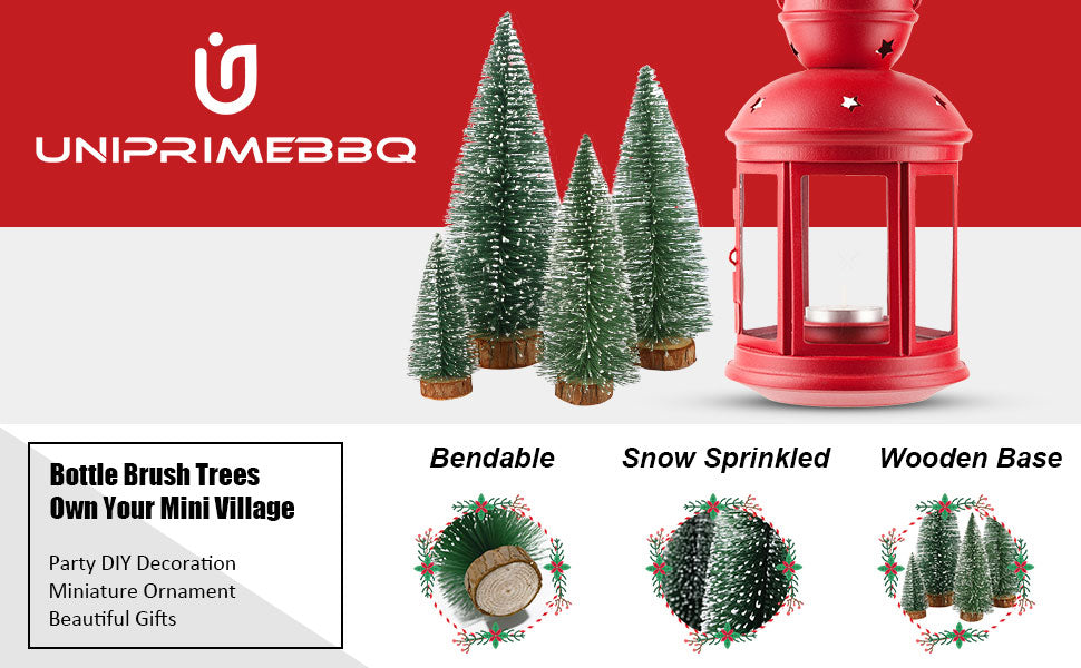 Mini Christmas Tree, Small Pine Tree with Wooden Bases for Xmas Holiday Party Home Tabletop Tree Decor (4pcs)