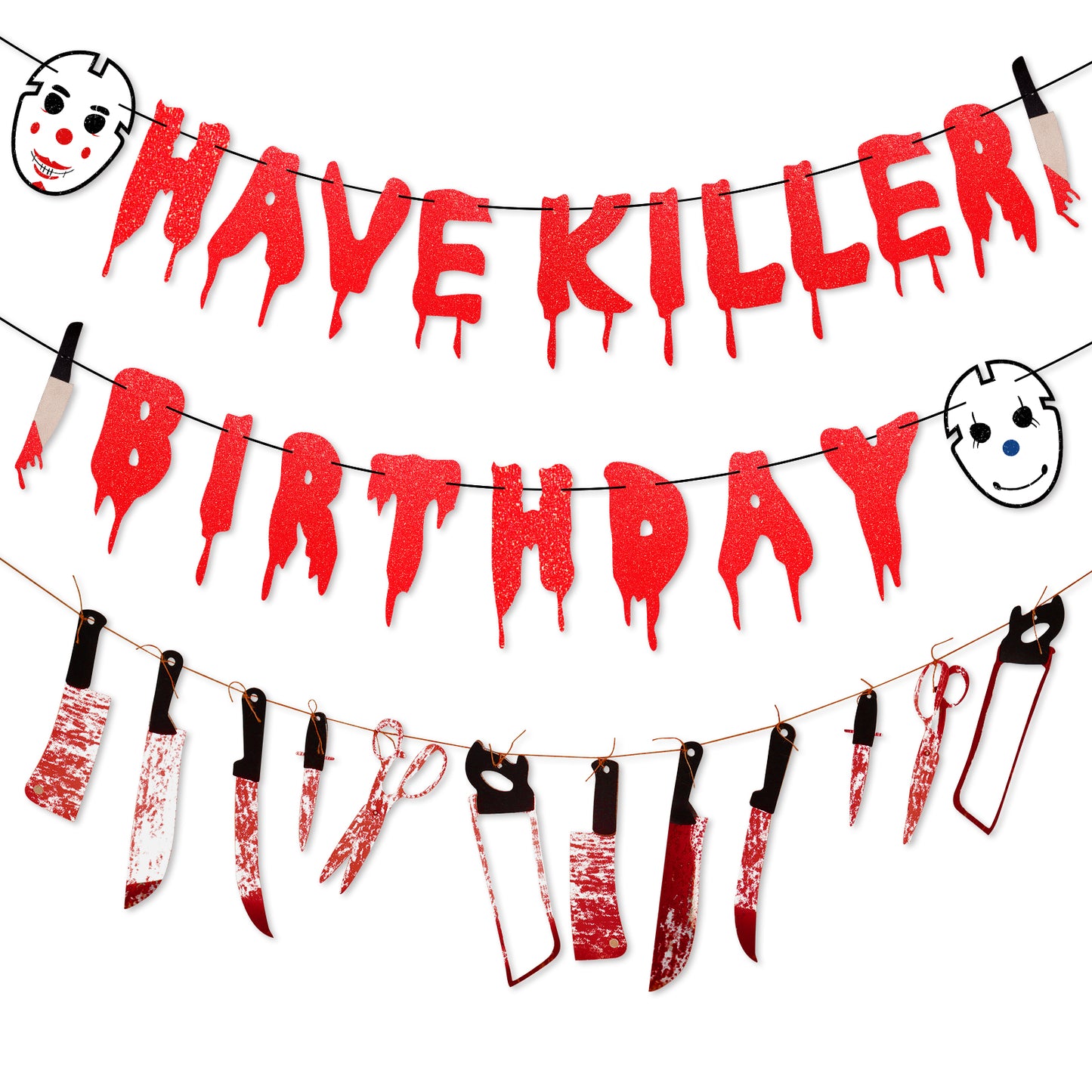 Halloween Decorations Birthday Decorations Halloween Party Decorations Fake Blood Weapons Bloody Garland Banner