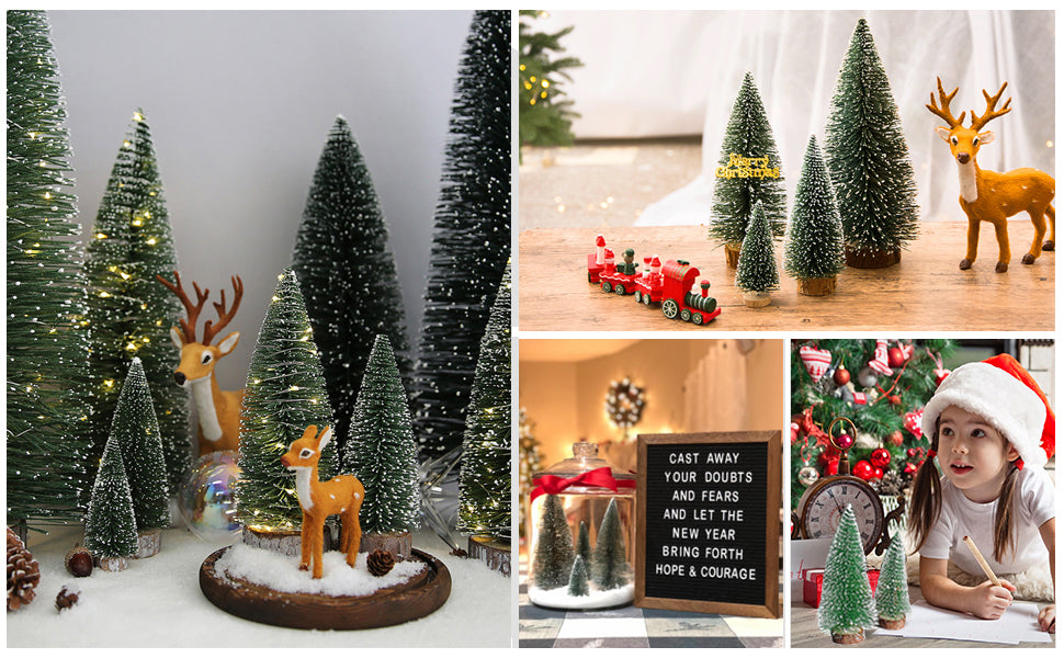 Mini Christmas Tree, Small Pine Tree with Wooden Bases for Xmas Holiday Party Home Tabletop Tree Decor (4pcs)