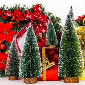 Mini Christmas Tree, Small Pine Tree with Wooden Bases for Xmas Holiday Party Home Tabletop Tree Decor (4pcs)