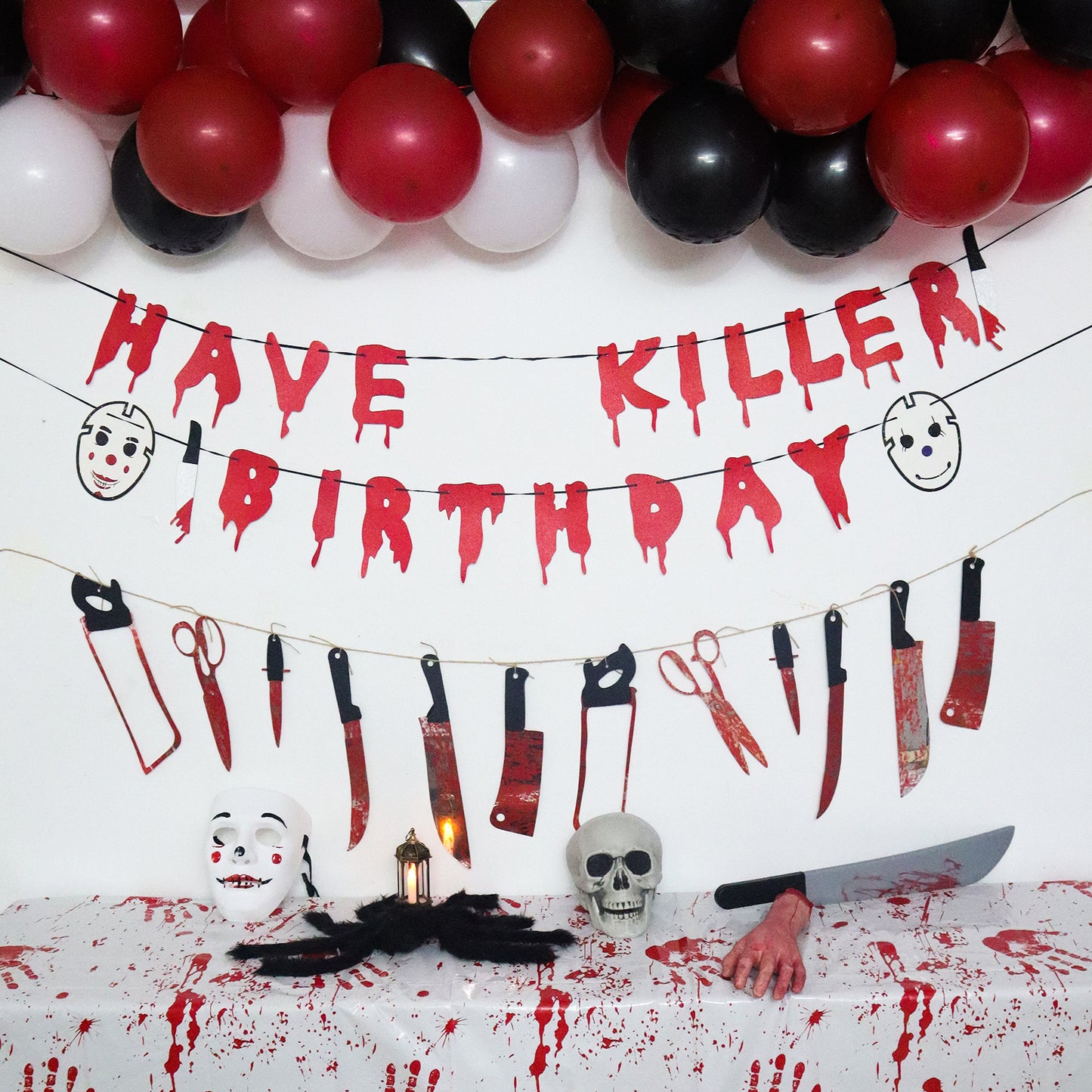 Halloween Decorations Birthday Decorations Halloween Party Decorations Fake Blood Weapons Bloody Garland Banner