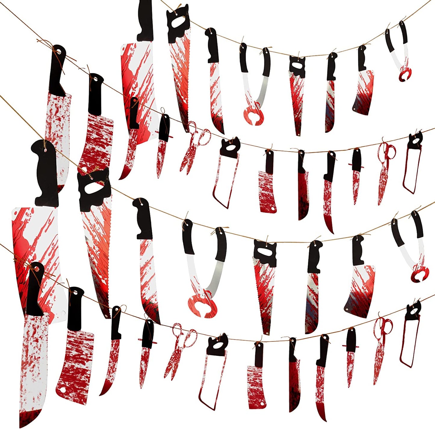 Halloween Decorations Fake Blood Weapons, Halloween Decor Bloody Garland Banner for Haunted House Halloween Horror Party Decor