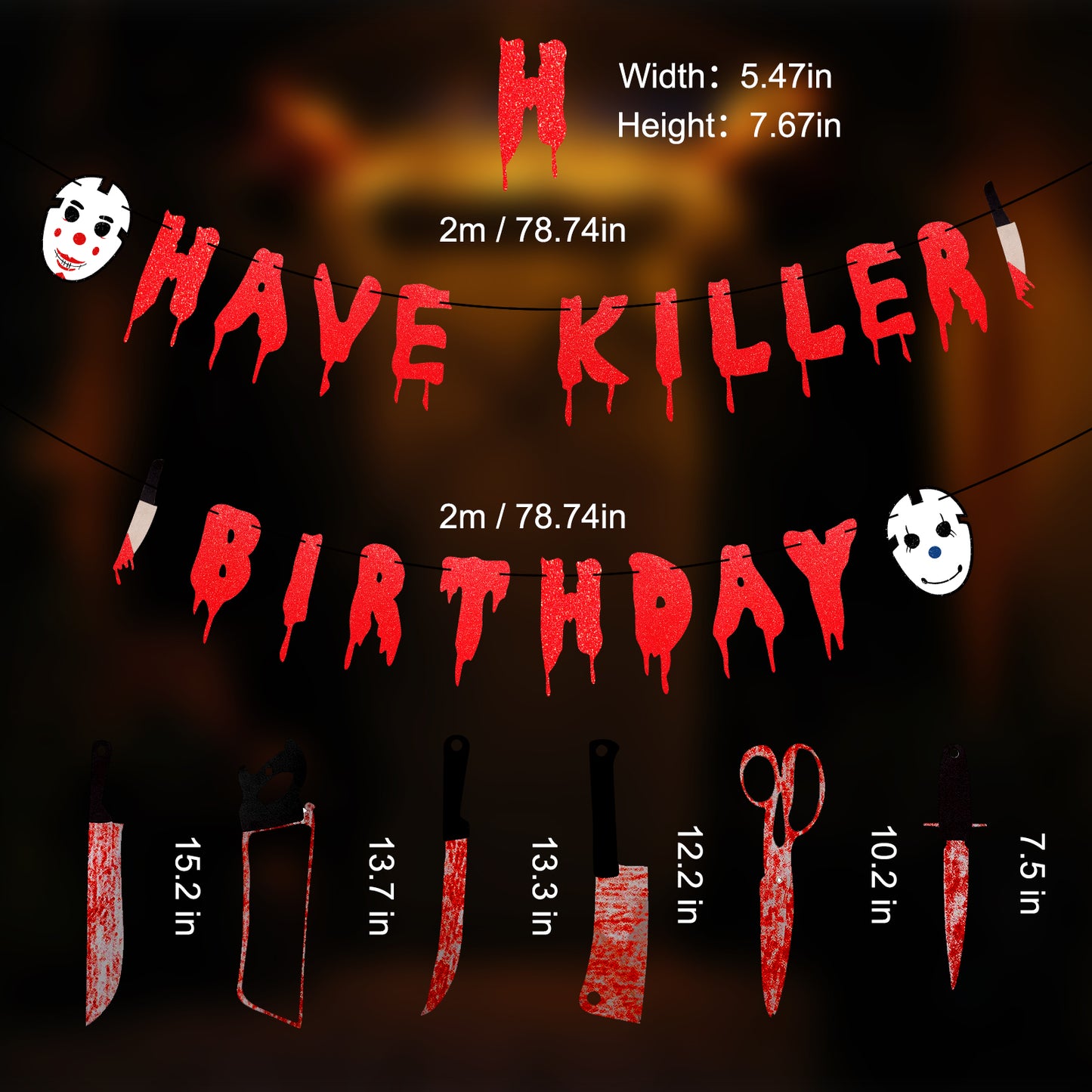 Halloween Decorations Birthday Decorations Halloween Party Decorations Fake Blood Weapons Bloody Garland Banner